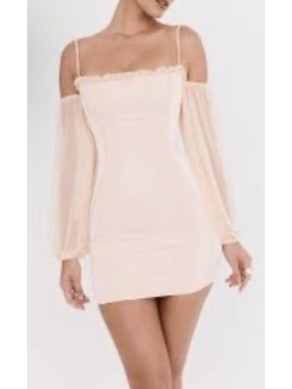 New Mistress Rocks off-shoulder mini dress In Peach Size L